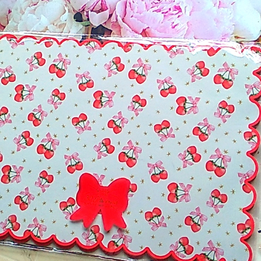 Bows And Cherries print paper table placemats